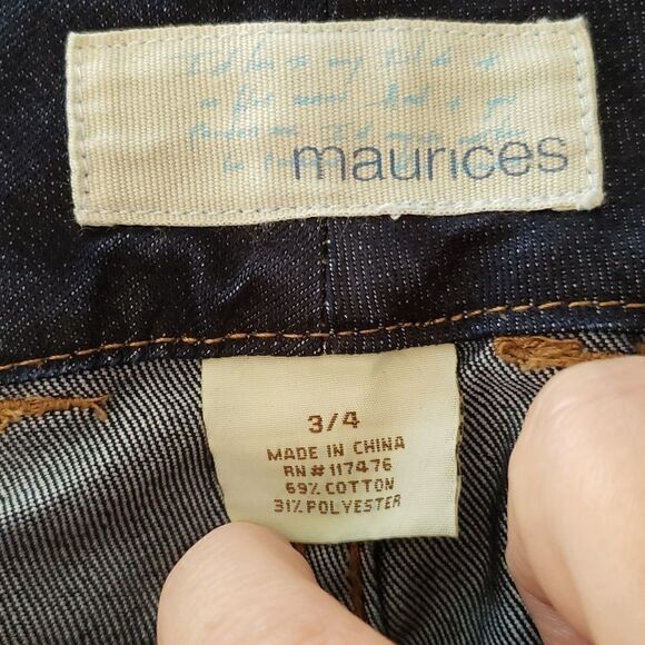 EUC Maurices Dark Blue Distressed Denim Skirt Sz 3/4 - Picture 6 of 8